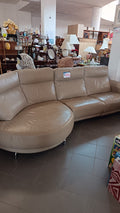 Divano angolare in pelle beige