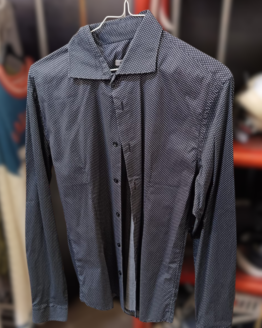 Camicia uomo Notting Hill nera a pois
