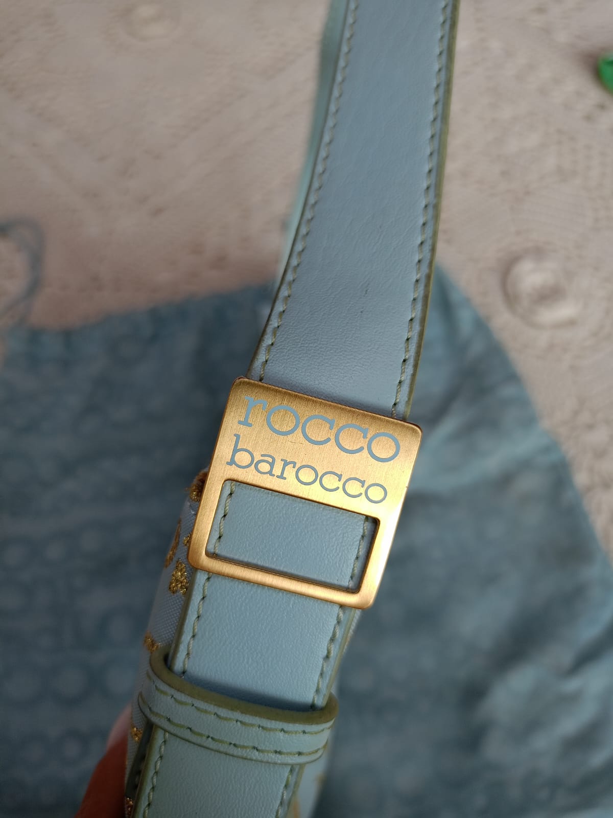 Borsetta Rocco Barocco celeste e oro