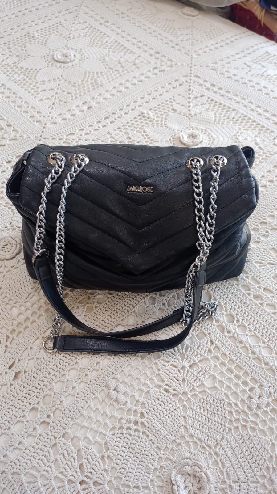 Borsa Label Rose nera