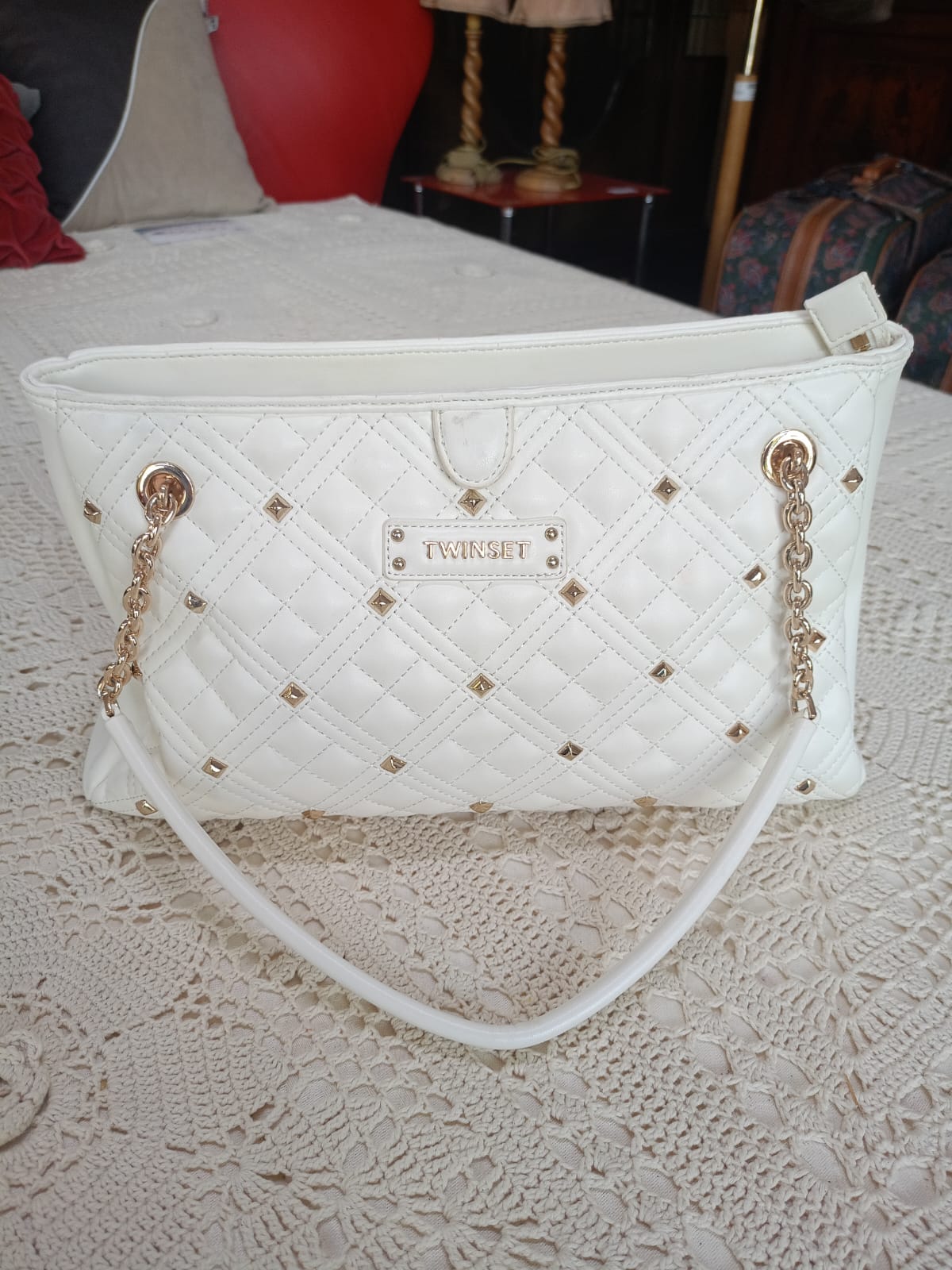 Borsa Twin Set in ecopelle bianca trapuntata