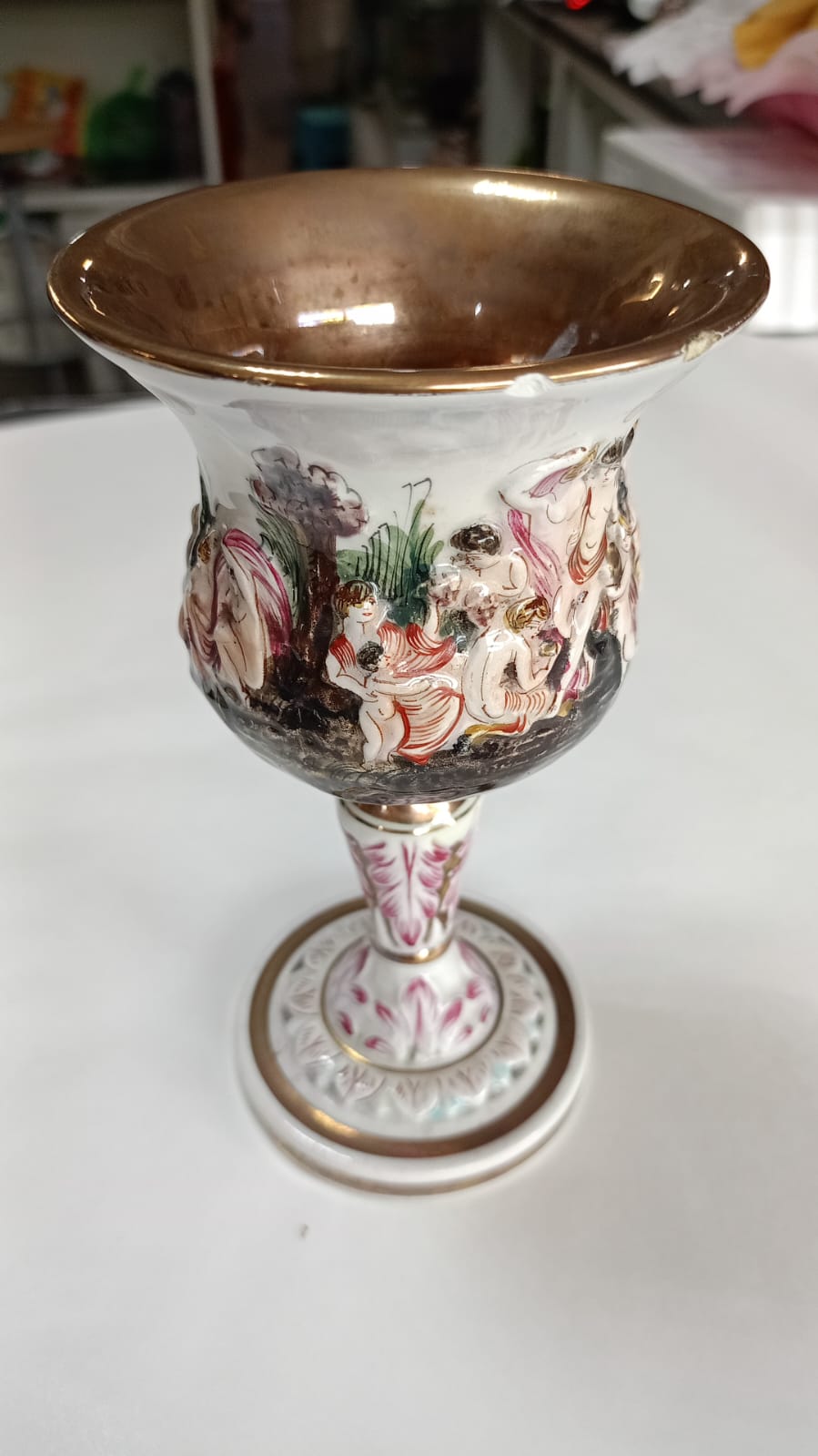 Coppa in ceramica Capodimonte