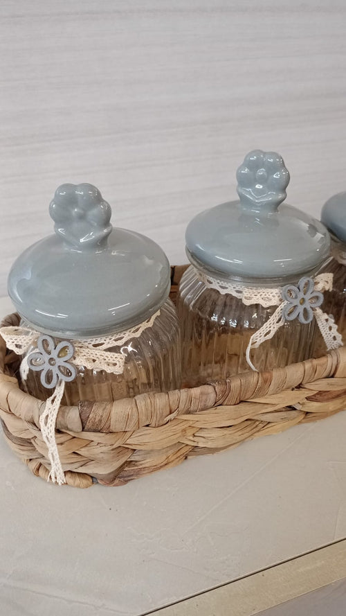 Barattoli cucina per riso in vetro e ceramica