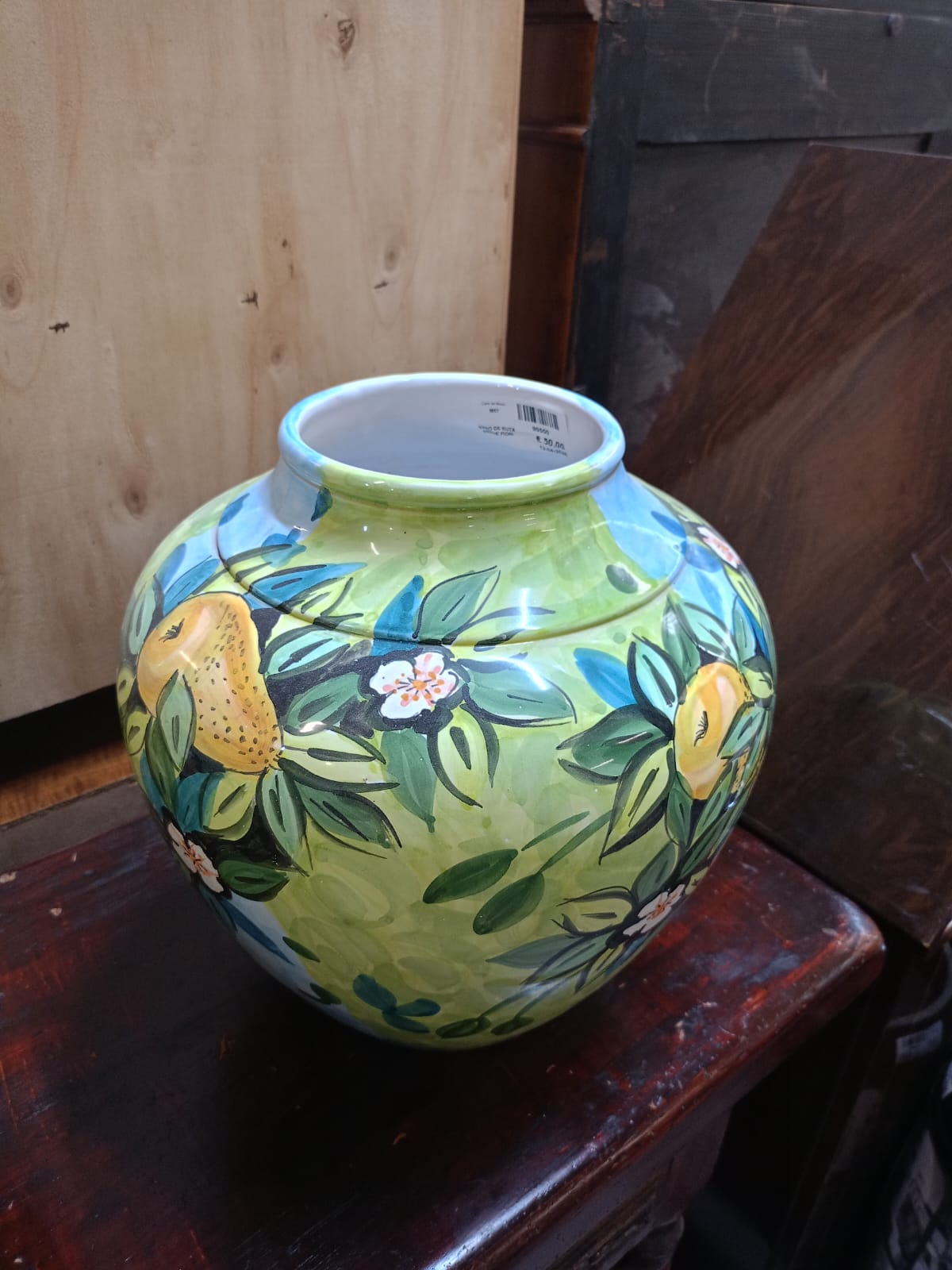 Vaso Deruta decorato a limoni 30x30 cm