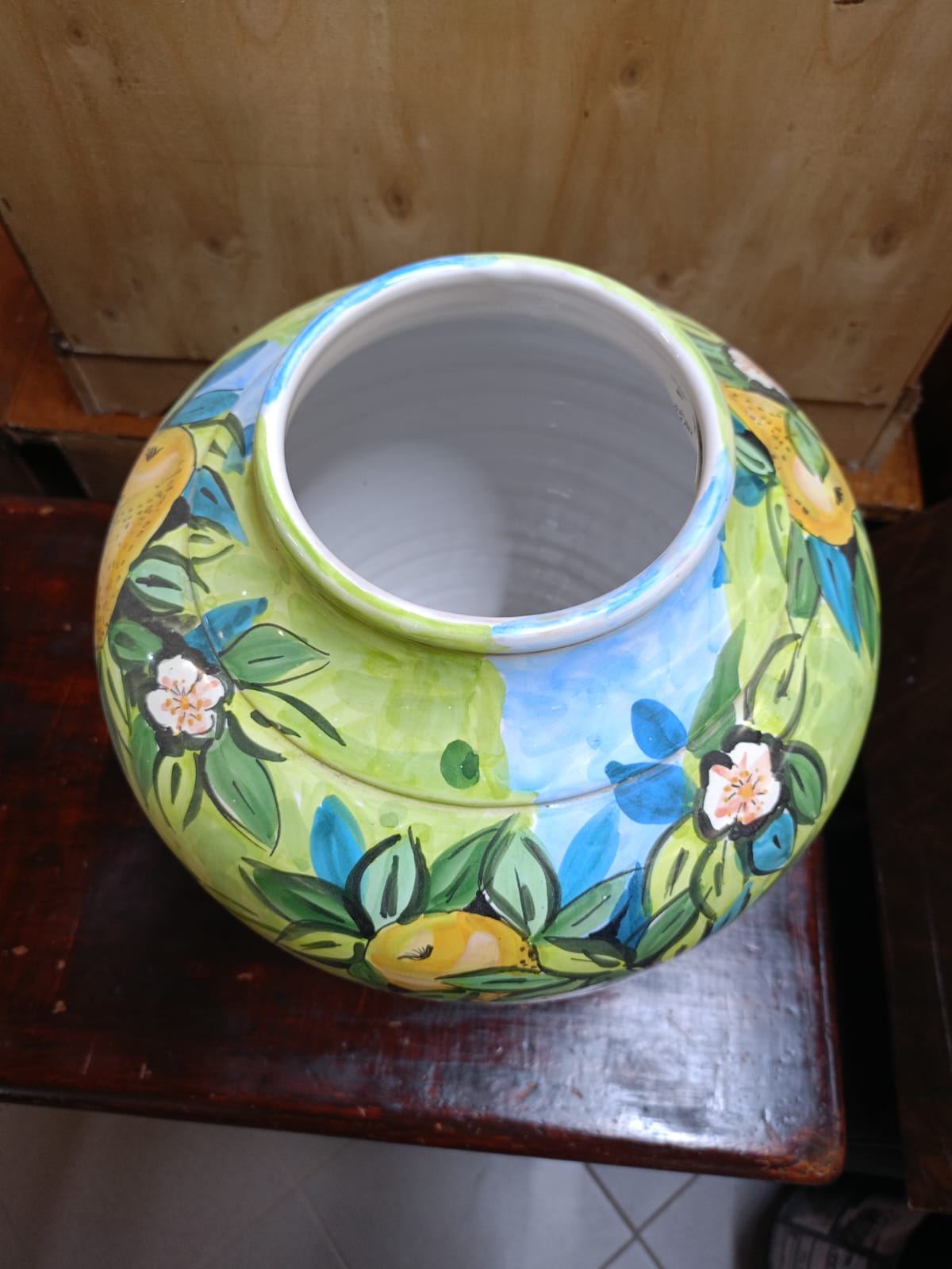 Vaso Deruta decorato a limoni 30x30 cm
