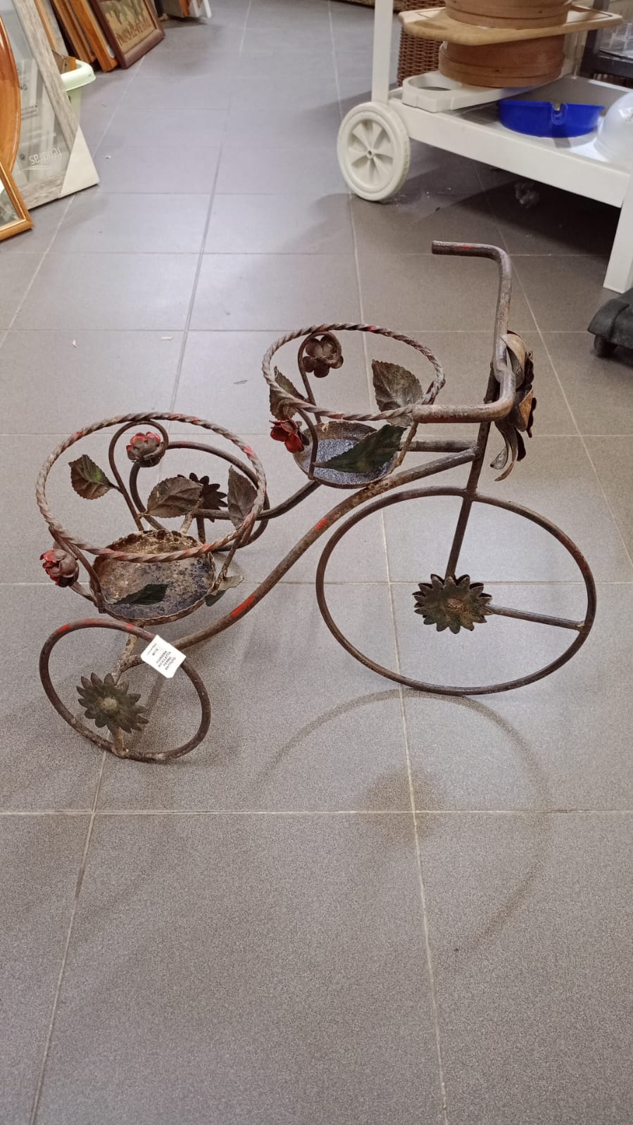 Bicicletta porta vasi in ferro battuto