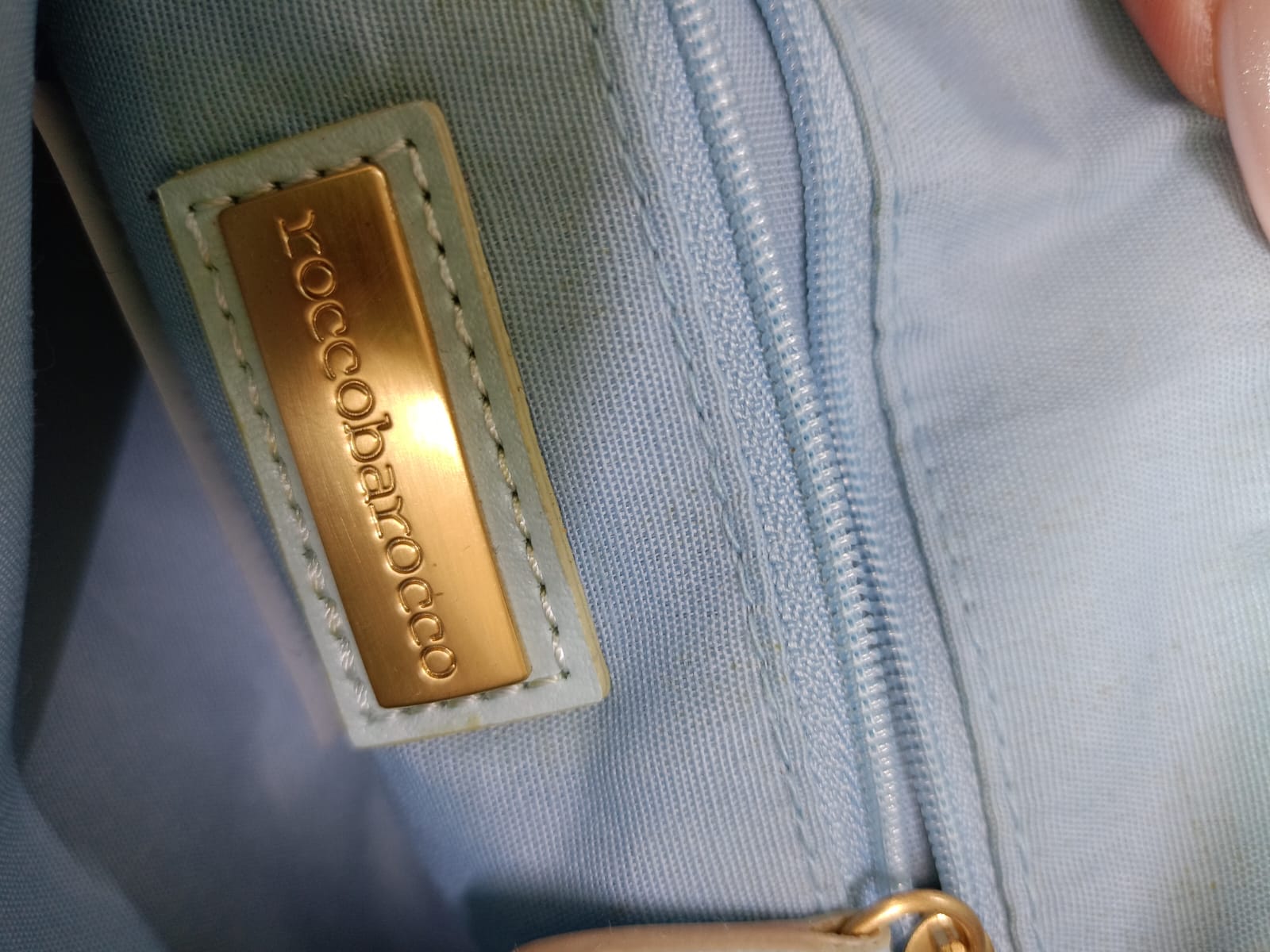 Borsetta Rocco Barocco celeste e oro
