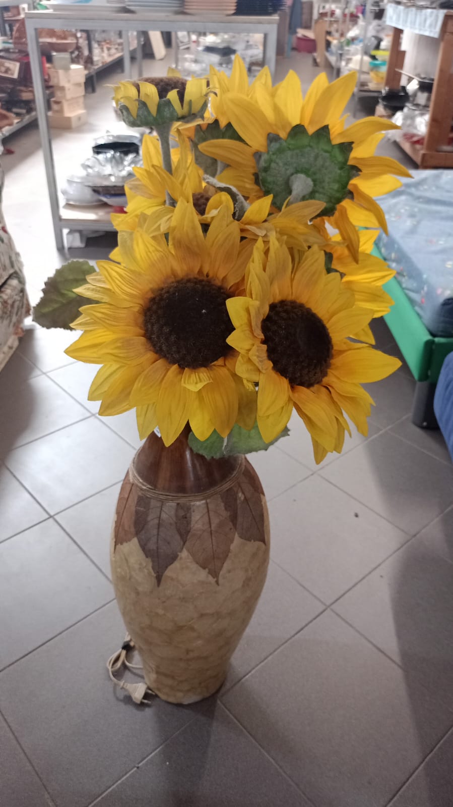 Lampada a vaso con girasoli
