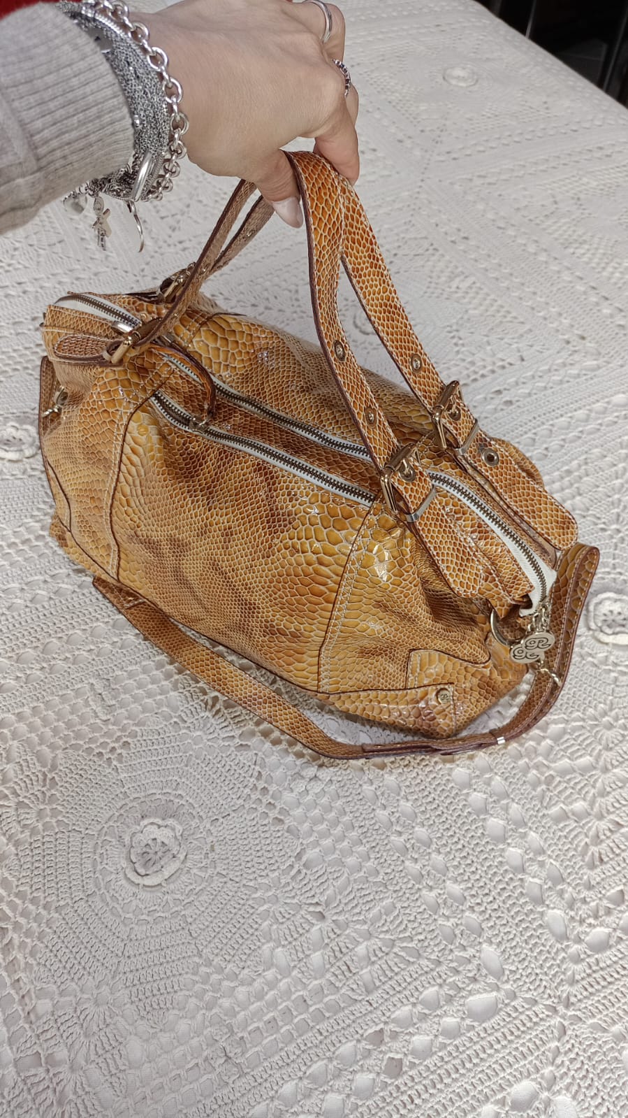 Borsa in pelle effetto rettile Gennari Riccardo