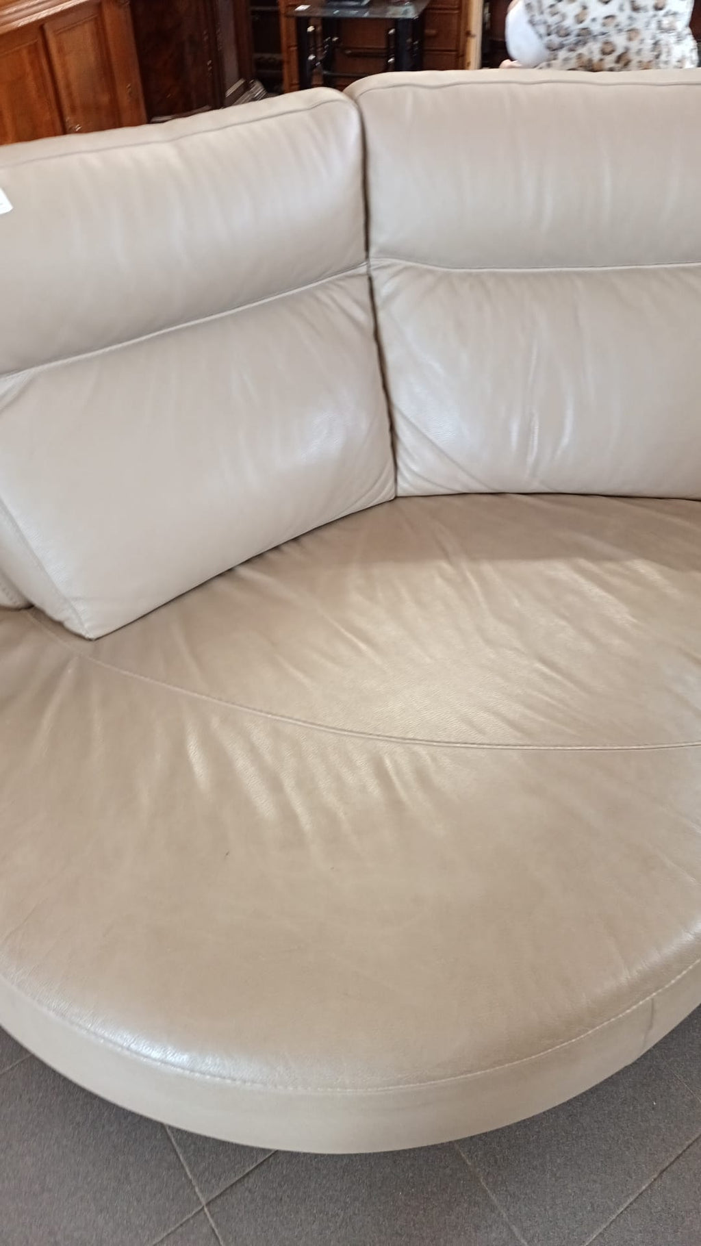 Divano angolare in pelle beige