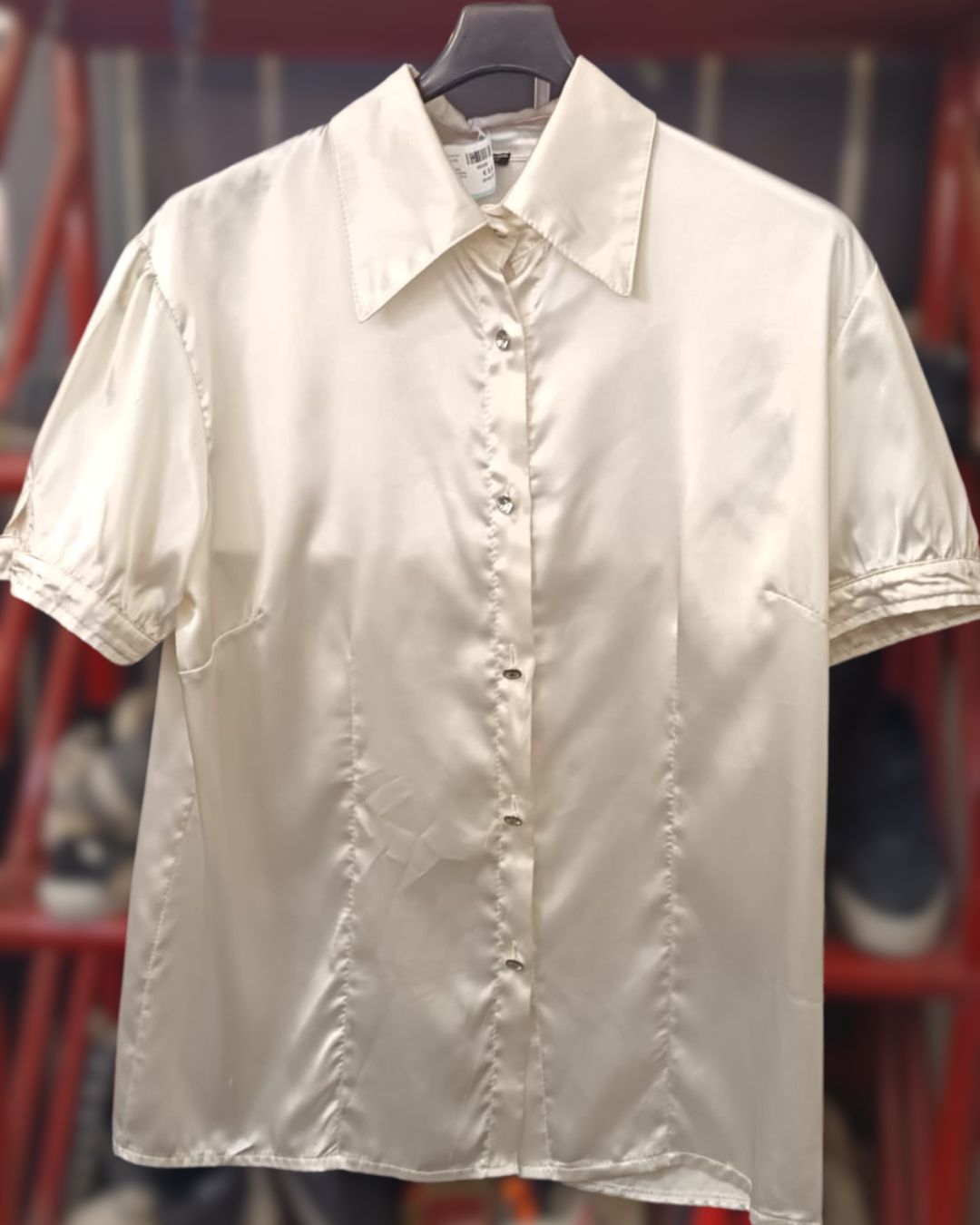 Camicia bianca in raso da donna