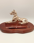Doberman su base di legno - Portapenna
