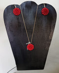 Parure collana + orecchini in argento e pasta di corallo